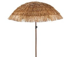 Raffia Design parasol - naturel - D220 cm - Inclusief Opbergtas - zomer/strand - Tropisch/hawaii sfeer
