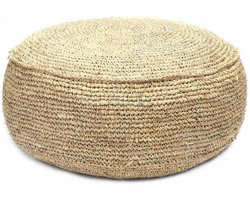 Raffia Flores Poef - Kruk - Voetensteun - Extra Zitplaats - 60cm x 60cm x 35cm