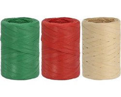 Raffia Lint 109 Yard, 3 Rollen Natuurlijke Verpakking Papier Touw String voor Gehaakte Doos Wrapping Craft Vakantie Decor Multicolor