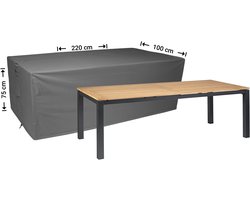 Raffles Covers Beschermhoes tuintafel - 220 x 100 H: 75 cm - D-RT220 - Waterdicht - Ademend - UV-bestendig - Elastisch rijgkoord - Beschermhoes tuinmeubelen