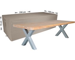 Raffles Covers Beschermhoes tuintafel - 250 x 100 H: 75 cm - RT250 - Waterdicht - Ademend - UV-bestendig - Elastisch rijgkoord - Beschermhoes tuinmeubelen