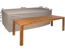 Raffles Covers Beschermhoes tuintafel - 300 x 100 H: 75 cm - RT300 - Waterdicht - Ademend - UV-bestendig - Elastisch rijgkoord - Beschermhoes tuinmeubelen
