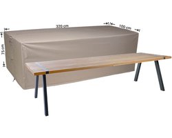 Raffles Covers Beschermhoes tuintafel - 320 x 100 H: 75 cm - RT320 - Waterdicht - Ademend - UV-bestendig - Elastisch rijgkoord - Beschermhoes tuinmeubelen