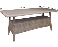 Raffles Covers Beschermhoes tuintafelblad - 150 x 80 H: 5 cm - RTT15080 - Waterdicht - UV-bestendig - Elastische zoom - Beschermhoes tuinmeubelen - Tuintafelbladhoes