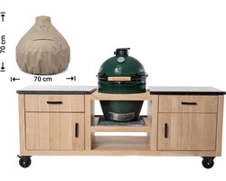Raffles Covers Big Green Egg / Kamado hoes - 70 x 70 H: 70 cm - RBGE70dome - Waterdicht - Ademend - UV-bestendig - Elastisch rijgkoord - Big Green Egg / Kamado Accessoires - Hoes voor BBQ + Tafel