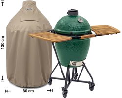 Raffles Covers Big Green Egg / Kamado hoes - 80 x 80 H: 130 cm - RBGE80long - Waterdicht - Ademend - UV-bestendig - Elastisch rijgkoord - Big Green Egg / Kamado Accessoires - Hoes voor BBQ + Tafel