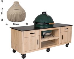 Raffles Covers Big Green Egg / Kamado hoes - 80 x 80 H: 70 cm - RBGE80dome - Waterdicht - Ademend - UV-bestendig - Elastisch rijgkoord - Big Green Egg / Kamado Accessoires - Hoes voor BBQ + Tafel