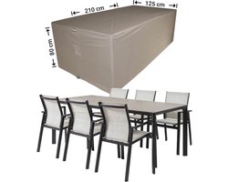 Raffles Covers Tuinsethoes - 210 x 125 H: 80 cm - RDS210125 - Waterdicht - Ademend - UV-bestendig - Elastisch rijgkoord - Beschermhoes tuinmeubelen - Hoes voor tafel en stoelen