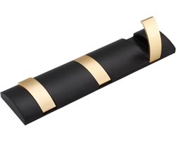 Ragnal Wandhaak voor kapstok - Opvouwbaar 3 haken - RVS - Zwart/Goud Kapstokhaak - Wandhanger voor handdoek - kleding - sleutels - accessoires - Incl. bevestigingsmateriaal