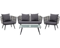 RAGUSA - Loungeset voor 4 - Grijs - PE rotan
