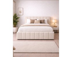RAHA BED 160x200 Boxspring Beige - Luxe Bed met Opbergruimte