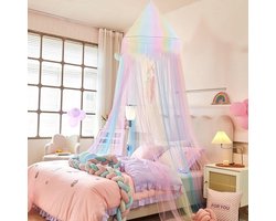 Rainbow - Klamboe Kinderkamer - Muggenwerend - Ademend Polyester - Bedtent - Sprookjestent - Meisjeskamer - Babykamer - 60x250x1250 Cm