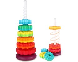 Rainbow Spin Tower – Educatief stapel- en draaibaar speelgoed voor peuters – 6 kleurrijke schijven – Montessori sensorisch speelgoed voor baby’s en kinderen 1-3 jaar