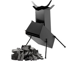 Raketkachel - Houtkachel Kamperen - Buiten Koken - Verbeterde Verbrandingsefficiëntie - 30 x 25 x 18 cm - Zwart