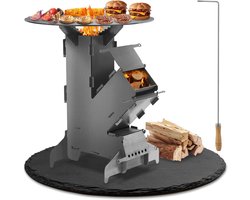 Raketoven met Grillplaat - Efficiënte Outdoor Houtkachel voor Camping en Terras