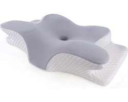 Rakmishop - Traagschuim Kussen - Memory foam kussen - Vlinder Slaap Memory Nek Kussen - Langzaam Rebound Comfortabel - Slaap Kussen - Grijs