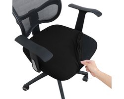 Ralfos Bureaustoelhoes voor zitting zwart | Hoes | Chair cover | Eetkamerstoel hoes | Zwart | Universeel | Voor zitting | Waterafstotende stoelhoes | Stretch | Kantoor en thuisgebruik | Wasmachine bestendig | Eetkamer