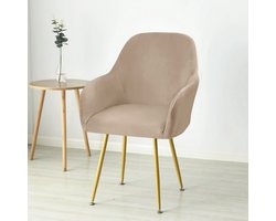 RALFOS Stoelhoes eetkamerstoel kuip velvet Taupe | Ralfos | Verkrijgbaar per stuk, Set van 4, 6 en 8 - Volumekorting | Zacht velvet | Stoelhoes | Stoelhoezen eetkamerstoelen | Hoezen | Rekbaar, afneembaar, wasbaar en duurzaam | Moderne stoelhoezen
