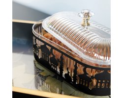 Ramadan dienblad met deksel - 2 stuks - Goud metaal - Eid Mubarak - Islamitisch dienblad - Ramadan bord - Iftar maan - IJzeren platen - Presentatiehouder - Gebak dessert - Levensmiddelen dienblad vierkant 70x70