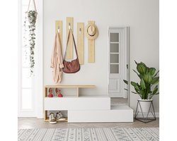 Ramda Kapstok | 100% MELAMINE | Wit, Eiken - Emob - garderobekast - Wit - Melamine