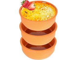 Ramekins Steengoed 12 cm, 200 ml 3 stuks - Schaaltje - Set - Ovenschaal - Snackkommen - Dipschalen - Kleine Komen voor Dipsauzen en Snacks