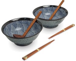 RAMEN BOWL SET/6 2PERS JAPANSE GOLF O/22CM|H9CM