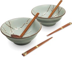 RAMEN BOWL SET/6 HANA LICHTGROEN O/22CM|H9CM