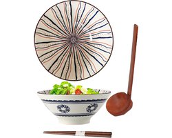 Ramen Bowls, Ramen Kom, Porseleinen Japanse Kom, Ramen Kom, Ramen Bowl met lepel eetstokjes, slakommen