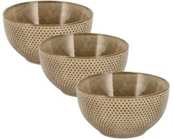 Ramen Kom Set - Set van 3 Aardewerk Kommen - Fruitschaal, Schalen en Kommen voor Soep, Noodles, Ontbijt, Salade en Snacks – Ø14 cm – Vaatwasser Veilig