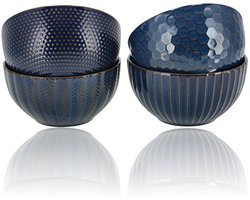 Ramen Kommen Set 4 Stuks – 700 ml per Kom – Soepkommen Keramiek – Noodle Kom – Grote Soepkom voor Ramen, Noedels, Salade en Ontbijt – Blauw