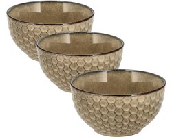 Ramen Kommen Set van 3 – Aardewerk Soepkommen Zonder Oor – Schalen en Kommen voor Soep, Noodles, Salade, Ontbijt en Fruitschaal – Ø14 cm – Vaatwasser Veilig