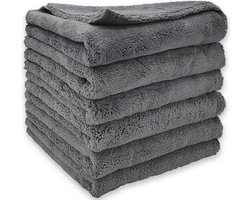 Randloze microvezel handdoeken voor auto's wassen 6 Pack - Super Zachte Drooghanddoek Koraal Fluweel 550GSM