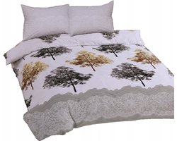 Ranforce Katoenen Dekbedovertrek 220x200cm - Grijze Gouden Bomen