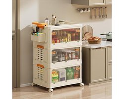 Rangement Pliable Transparant avec Couvercle et Poulie - Boîte de Rangement Plastique Empilable pour Salon Chambre 3 Stuks