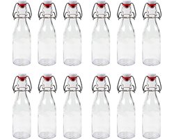 RANO - 12x beugelfles 200ml | porseleinen dop | Luchtdicht | fles met beugelsluiting | beugelflessen | weckfles | inmaakfles | sapfles | glazen flesjes met dop | decoratie