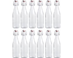 RANO - 12x beugelfles 500ml | porseleinen dop | Luchtdicht | fles met beugelsluiting | beugelflessen | weckfles | inmaakfles | sapfles | glazen flesjes met dop | decoratie