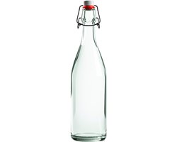 RANO - 1x beugelfles 1000ml / 1 liter | porseleinen dop | Luchtdicht | fles met beugelsluiting | beugelflessen | weckfles | inmaakfles | sapfles | glazen flesjes met dop | decoratie