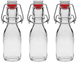 RANO - 3x beugelfles 100ml | porseleinen dop | Luchtdicht | fles met beugelsluiting | beugelflessen | weckfles | inmaakfles | sapfles | glazen flesjes met dop | decoratie