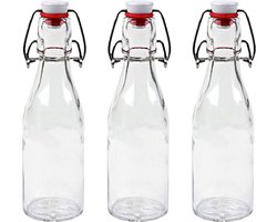 RANO - 3x beugelfles 200ml | porseleinen dop | Luchtdicht | fles met beugelsluiting | beugelflessen | weckfles | inmaakfles | sapfles | glazen flesjes met dop | decoratie
