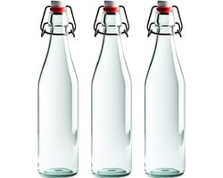 RANO - 3x beugelfles 500ml | porseleinen dop | Luchtdicht | fles met beugelsluiting | beugelflessen | weckfles | inmaakfles | sapfles | glazen flesjes met dop | decoratie