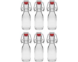 RANO - 6x beugelfles 100ml | porseleinen dop | Luchtdicht | fles met beugelsluiting | beugelflessen | weckfles | inmaakfles | sapfles | glazen flesjes met dop | decoratie