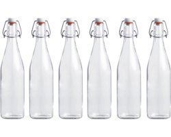 RANO - 6x beugelfles 500ml | porseleinen dop | Luchtdicht | fles met beugelsluiting | beugelflessen | weckfles | inmaakfles | sapfles | glazen flesjes met dop | decoratie