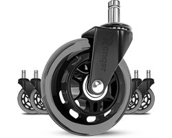 Ranqer - Zachte bureaustoel wielen - stoelwielen voor harde vloeren - diameter 11 mm - gamestoel wieltjes - zwenkwielen