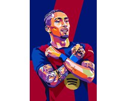 Raphinha Poster - Voetbal Posters - Pop Art - Wanddecoratie Woonkamer - 180 gram papier - XS5937 - Formaat 30 x 40cm