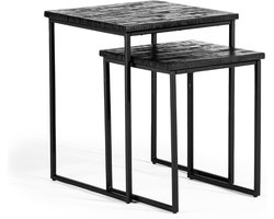 Rapid bijzettafel teakhout zwart | set van 2