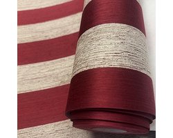 Rasch Vliesbehang Linnen Structuur Rood Streep – Klassiek Café en Kroeg Behang