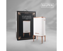 Rash & Co. ® - Design prullenbak 53 Liter - Prullenbak op pootjes - Prullenbak Rosé goud op poten - Vuilnisbak - Vuilbak - Touchprullenbak - Pedaalemmer - Wit - Rash & Co