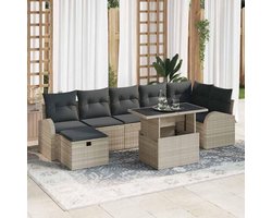 Rattan duurzaam weerbestendig loungeset patio modern grijze zitting 7
