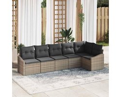 Rattan grijze tuinset modulair design 6 delig 47.8 cm