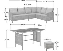 Rattan Lounge Set Hoekbank 4-6 Personen met Tafel en Kussens – 3-Delig Polyrattan Tuinset 200x200 cm Weerbestendig UV-Bestendig Balkon Terras Tuin Meubelen – Madison Deluxe – Urbanhome